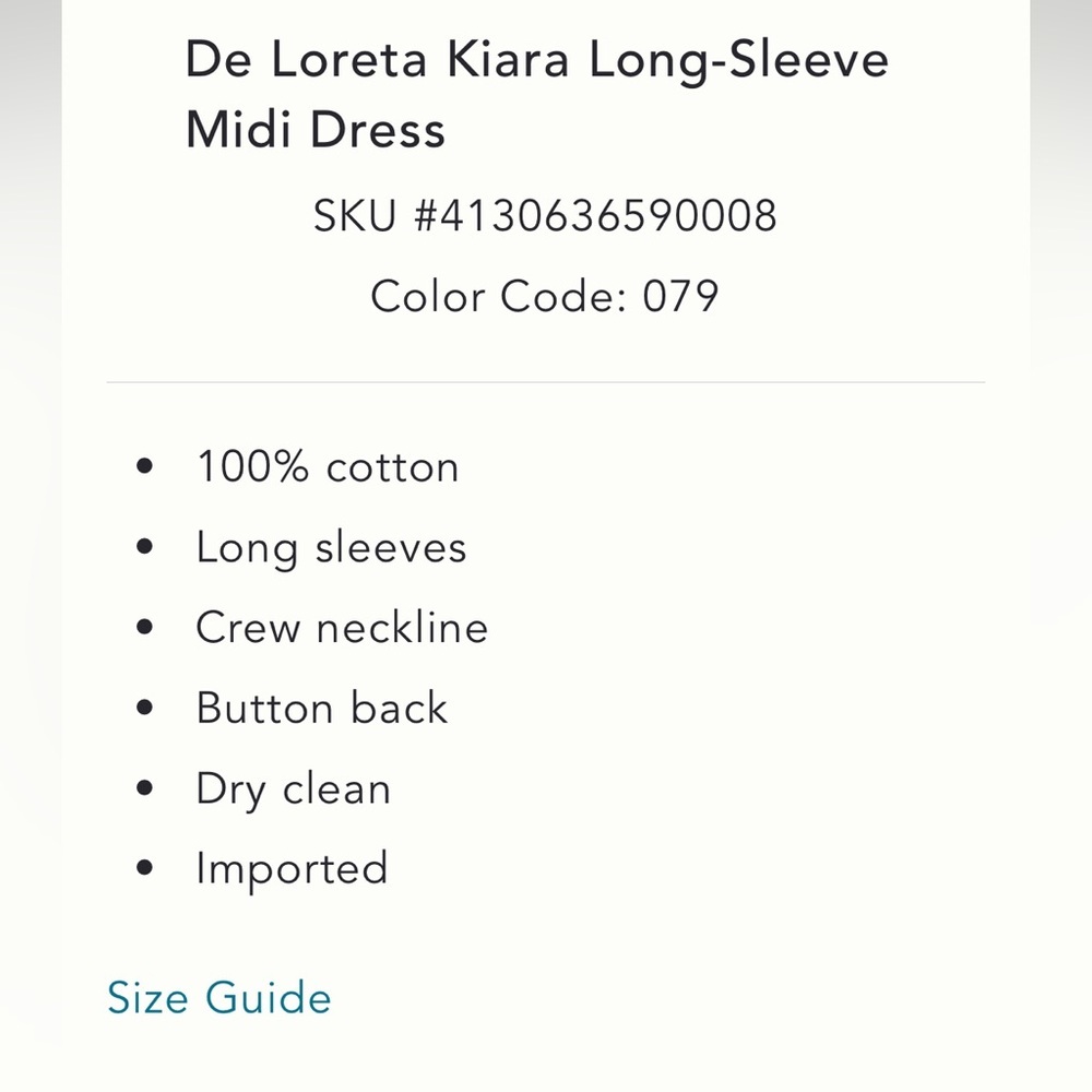 🎉SUPER RARE🎉 Anthropologie NWT De Loreta Kiara Long-Sleeve Midi Dress size S. - Picture 6 of 9